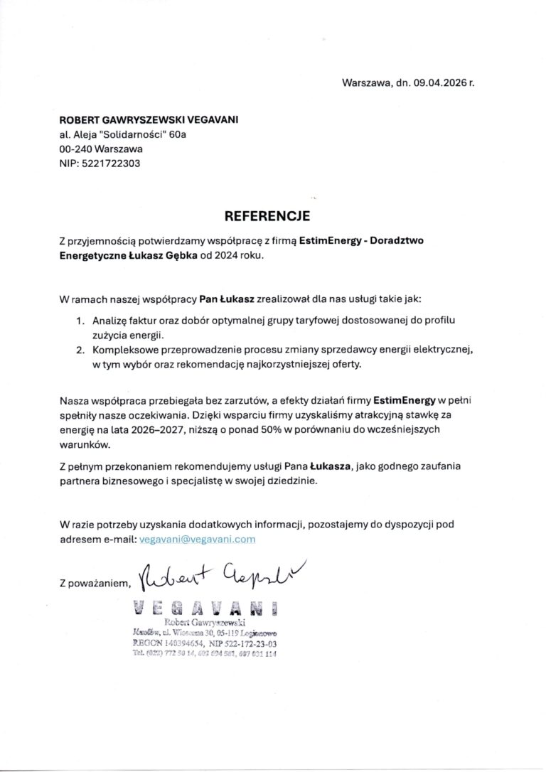 Robert Gawryszewski Vegavani - referencje