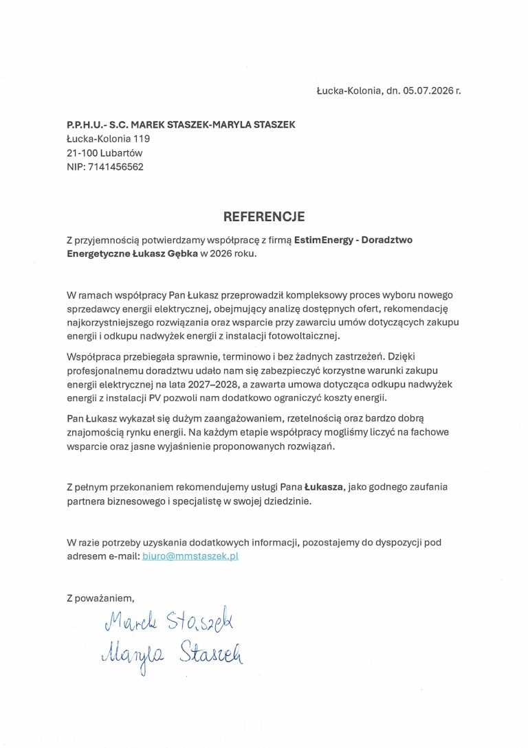 PIekarnia MM Staszek - referencje podpisane